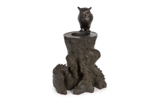 Sculpture hiboux sur sa souche, Meiji