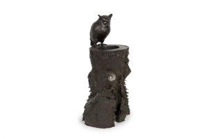Sculpture hiboux sur sa souche, Meiji